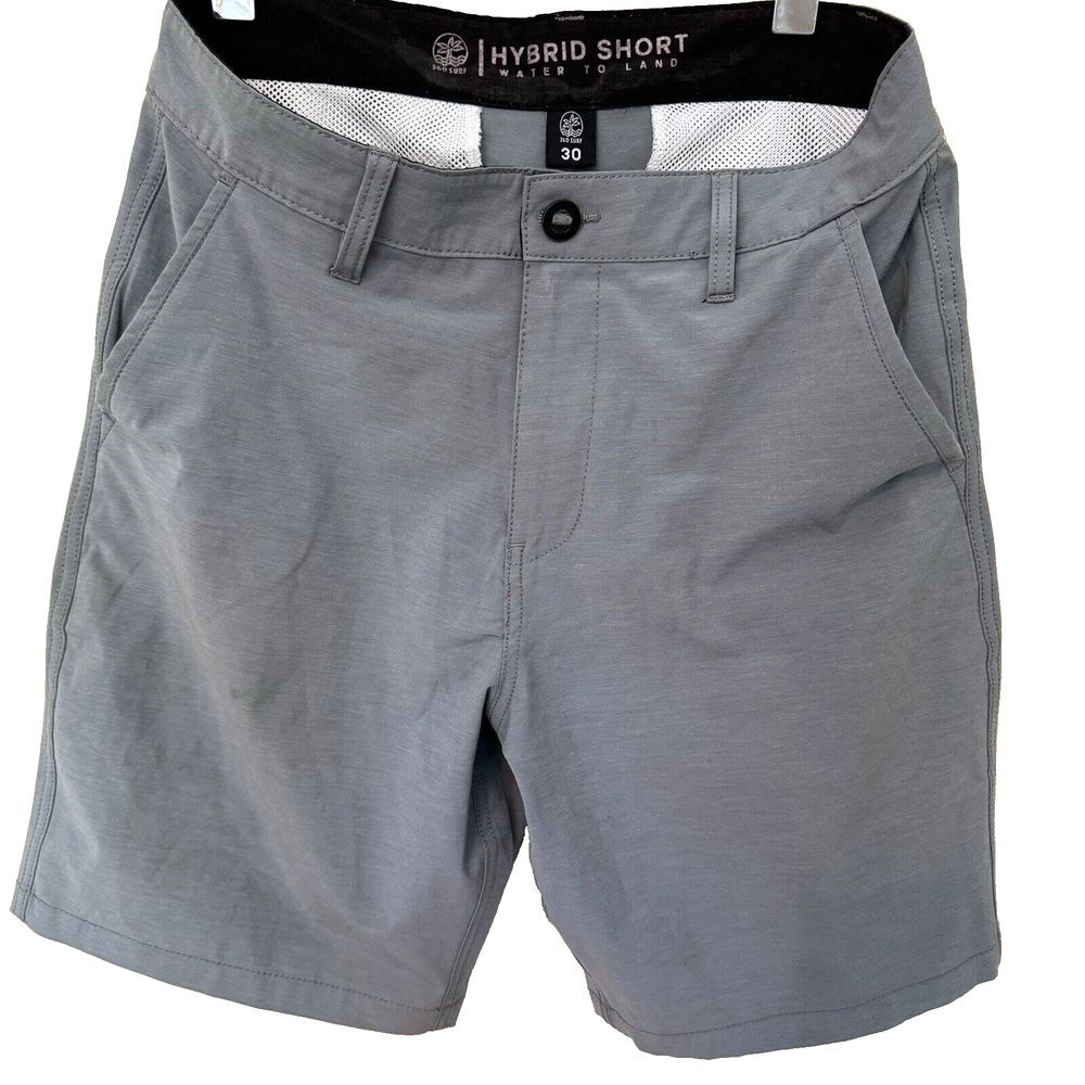 360 Surf Water To Land Hybrid Swim Shorts Men's Size 30 Gray Flat Front Mid Rise